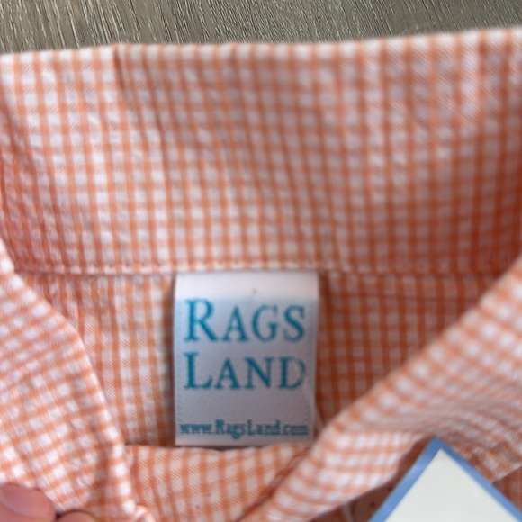 NWT Vintage Rags Land Orange Checkered Button Up Short Sleeve- Boys 7/8 - Picture 4 of 4